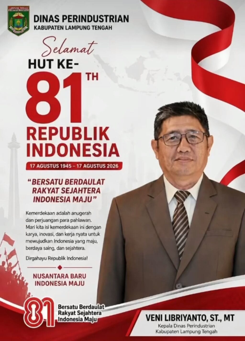 ​Semangat HUT RI ke-81, Kadis Perindustrian Lamteng Ajak Pelaku Industri Lokal Bangkit dan Berdaya Saing