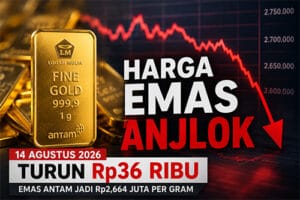 Harga emas Antam anjlok Rp36 ribu pada 14 Agustus 2026